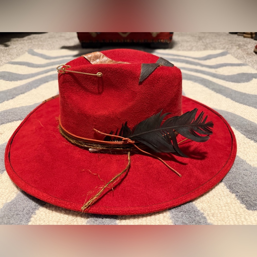 Chic Red Custom Detailed Cowboy Hat